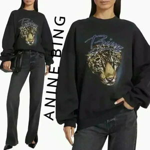 NWT Anine Bing Harvey Leopard Graphic Oversized Sweatshirt